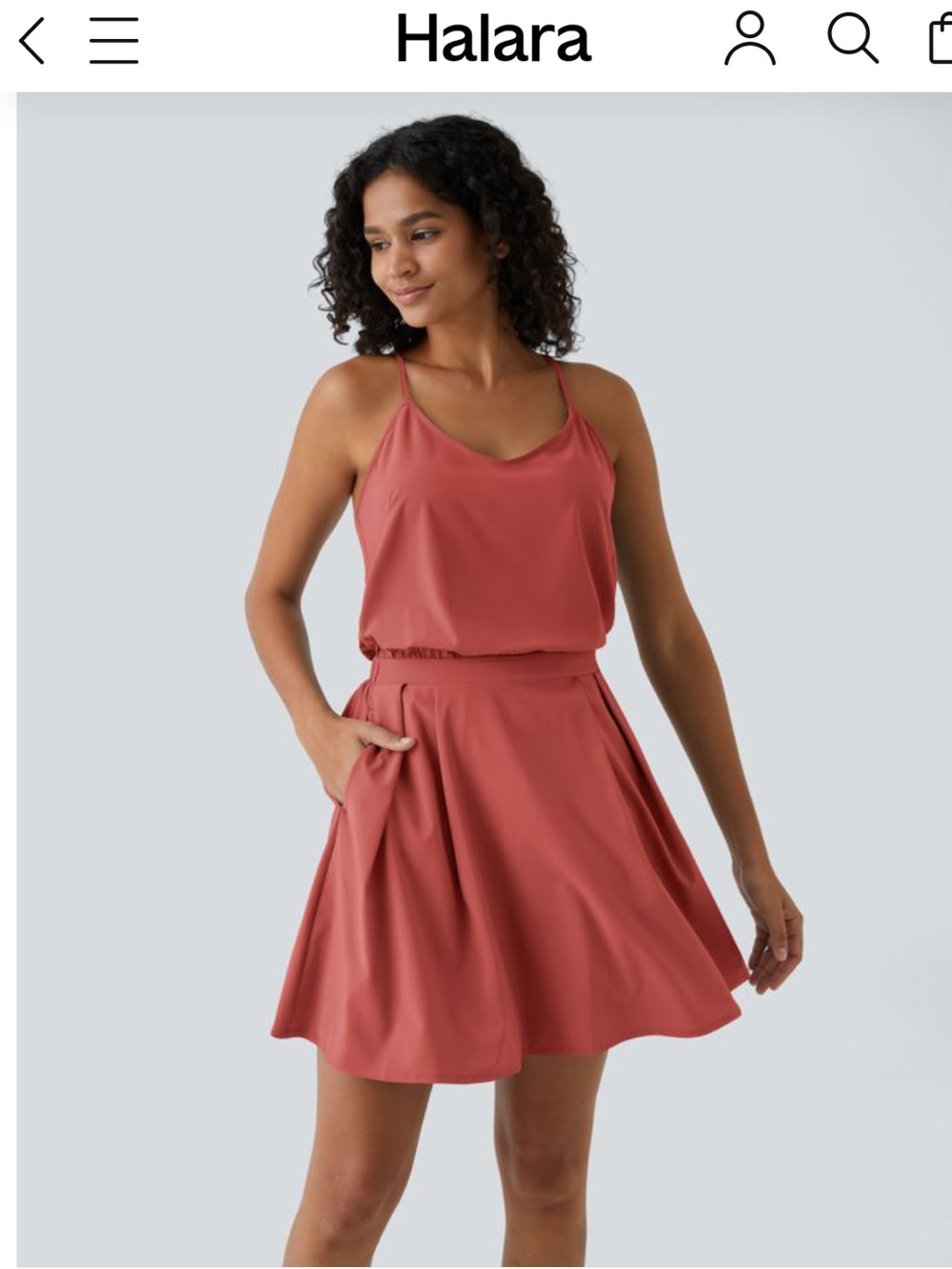 NWT HALARA Breezeful™ Cut Out Pocket Pleated Mini Quick Dry Casual Dress
